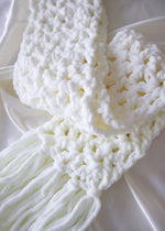 Load image into Gallery viewer, Hazel Crochet Scarf with Fringe
